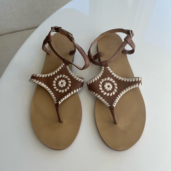 Jack Rogers sandals size 8, brown and white leather - Picture 13 of 14